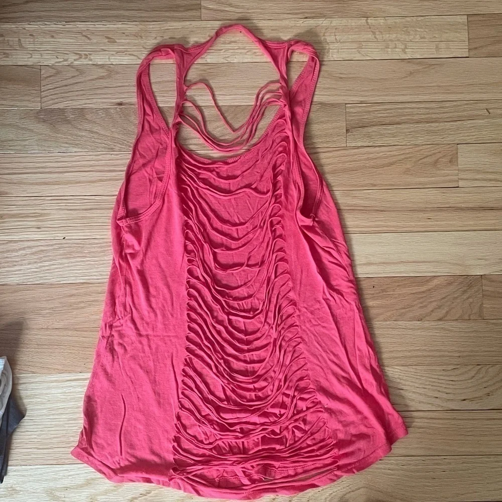 Red Open Back Workout Tank - Picture 2 of 3